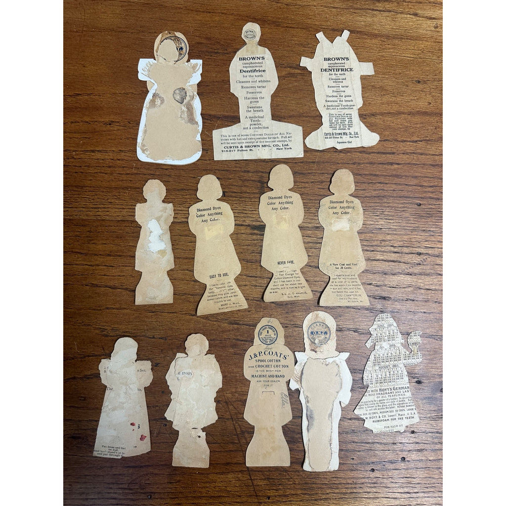 Antique 1880s Victorian Diecut Advertising Trade Cards Paper Dolls Diamond Dye Coffee ++