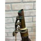Old American Flask & Cap Co. Leather & Brass 4Lbs Gun Powder Flask Dog Scene