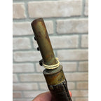 Old American Flask & Cap Co. Leather & Brass 4Lbs Gun Powder Flask Dog Scene