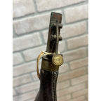 Old American Flask & Cap Co. Leather & Brass 4Lbs Gun Powder Flask Dog Scene
