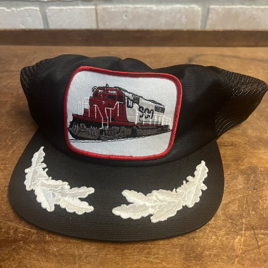 Vintage Patch Soo Line Railroad Snapback Trucker Black Hat