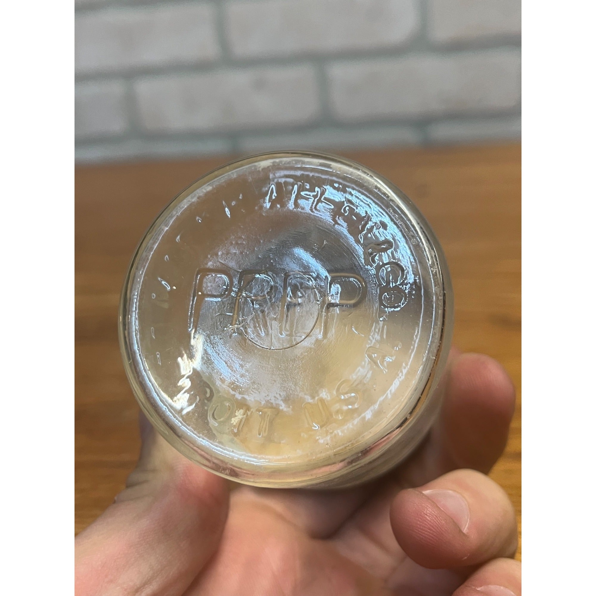 Vintage Prep Shaving Cream Glass Jar Barber Shop Advertising Lid Empty