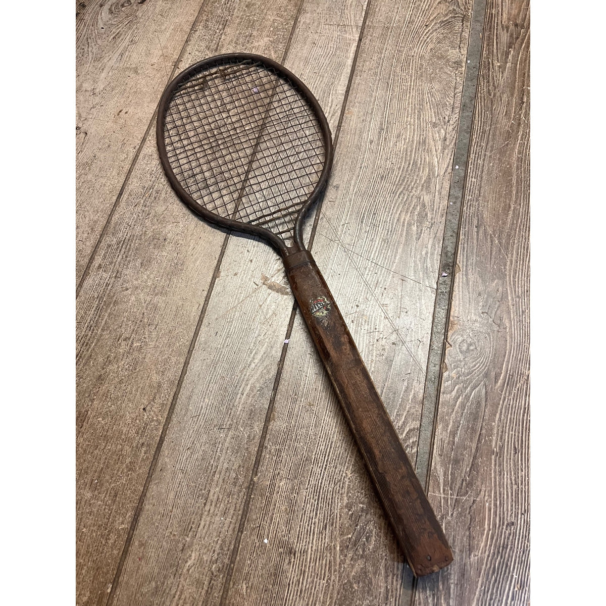 Vintage 1930s Dayton Pilot Tennis Racquet STeel w/ Wood Handle Early Antique Old