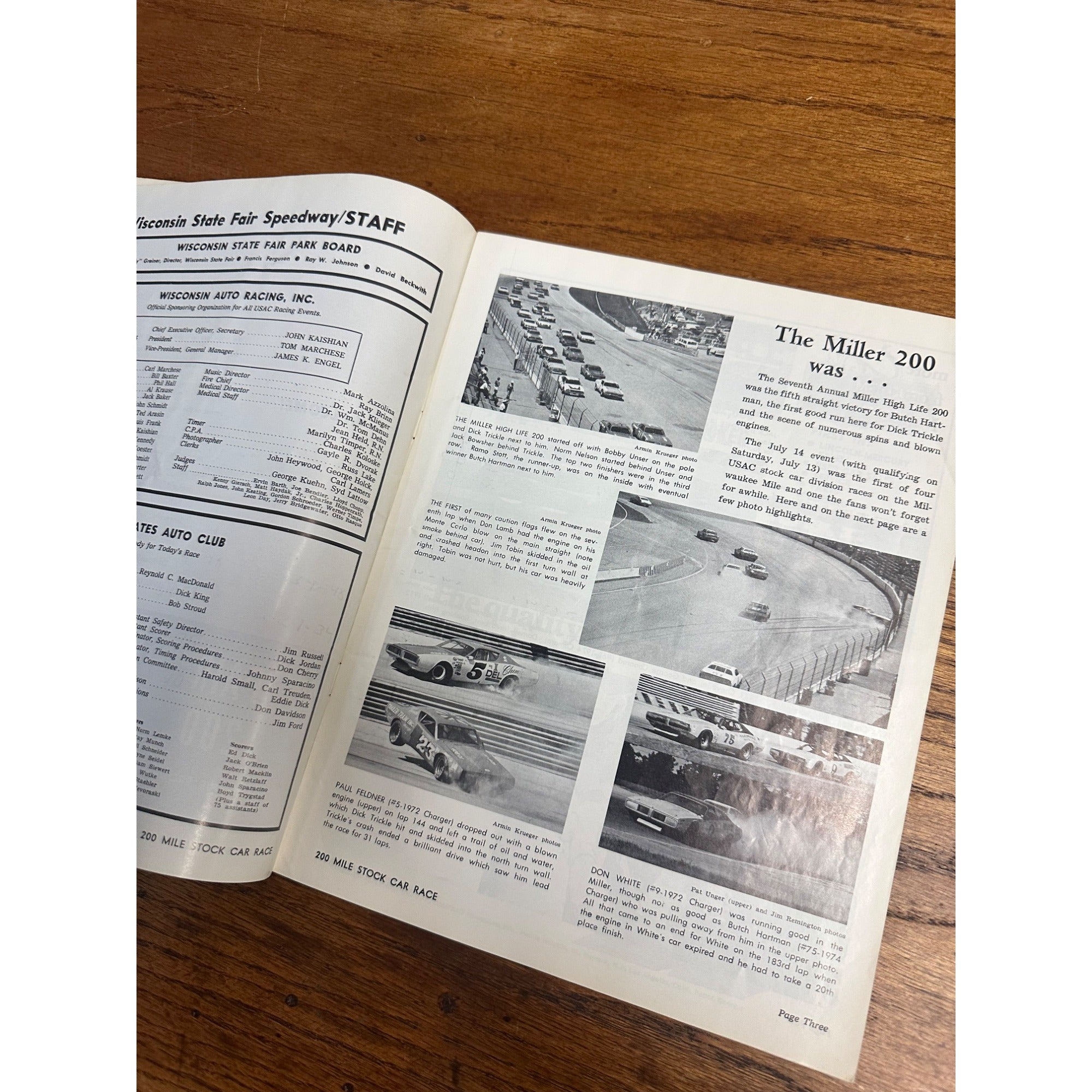 1974 Stock Car 200 Mile Race National Championship Souvenir Program Wisconsin