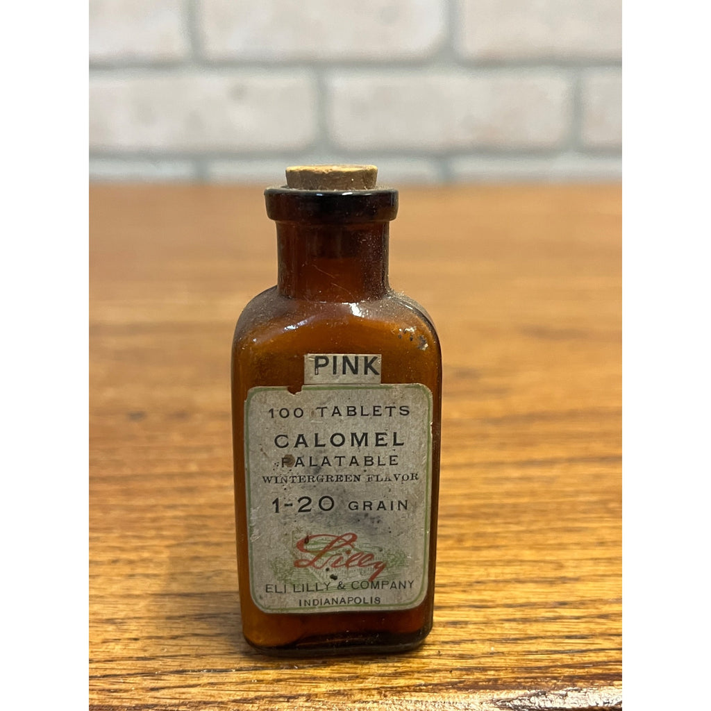 ANTIQUE ELI LILLY & CO. CALOMEL EMPTY MEDICINE BOTTLE COLLECTIBLE