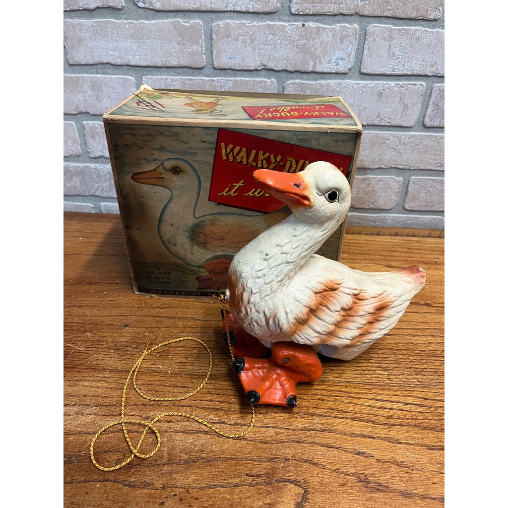 RARE Vintage 1940s Noma Walky Ducky Child's Pull Toy Composition - Original Box