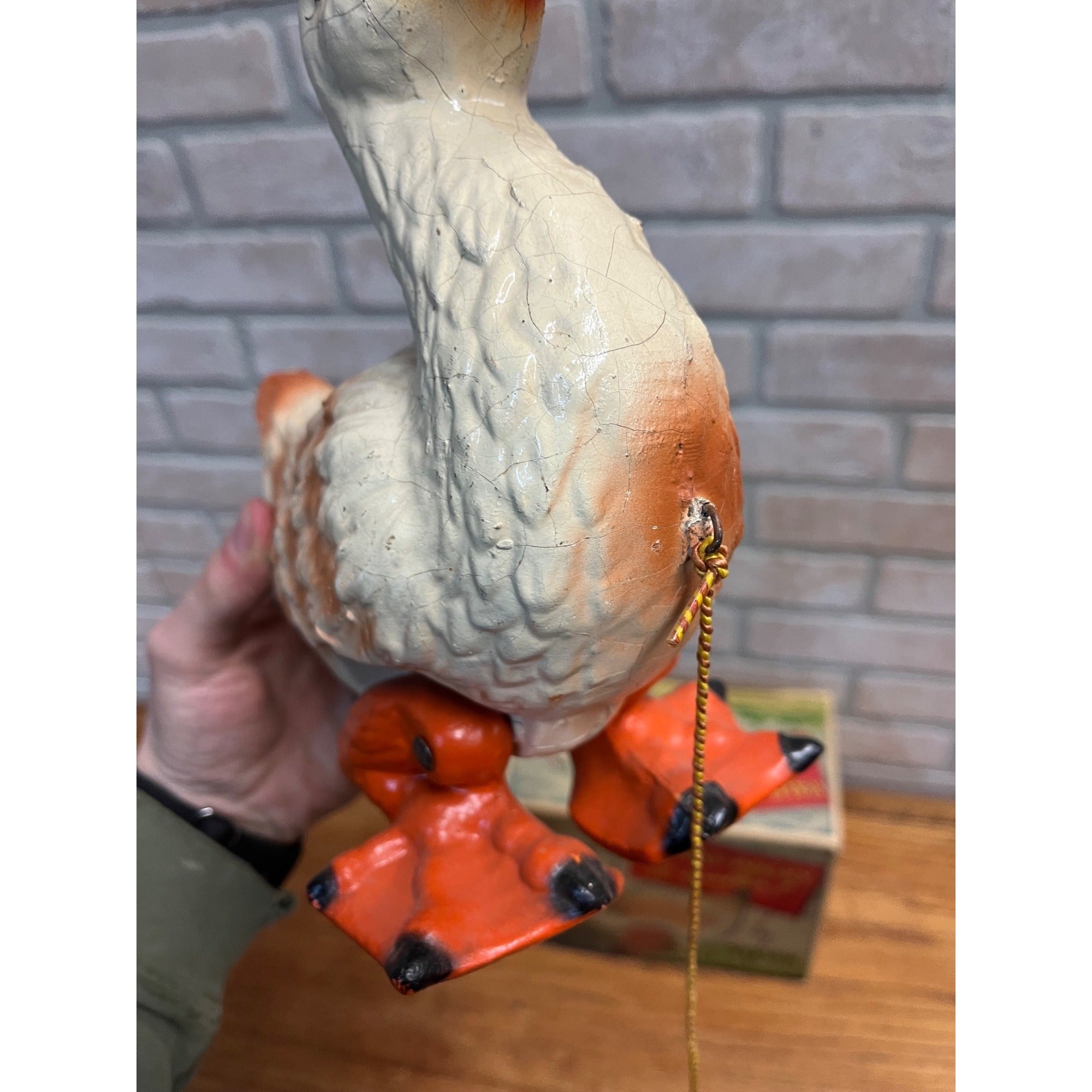 RARE Vintage 1940s Noma Walky Ducky Child's Pull Toy Composition - Original Box