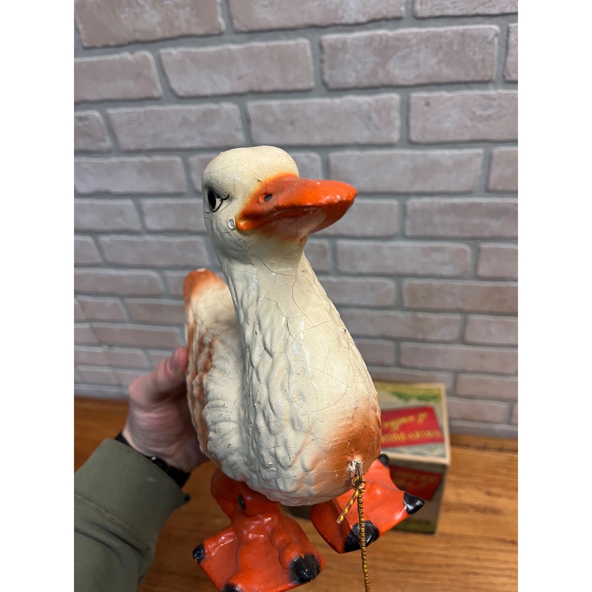 RARE Vintage 1940s Noma Walky Ducky Child's Pull Toy Composition - Original Box