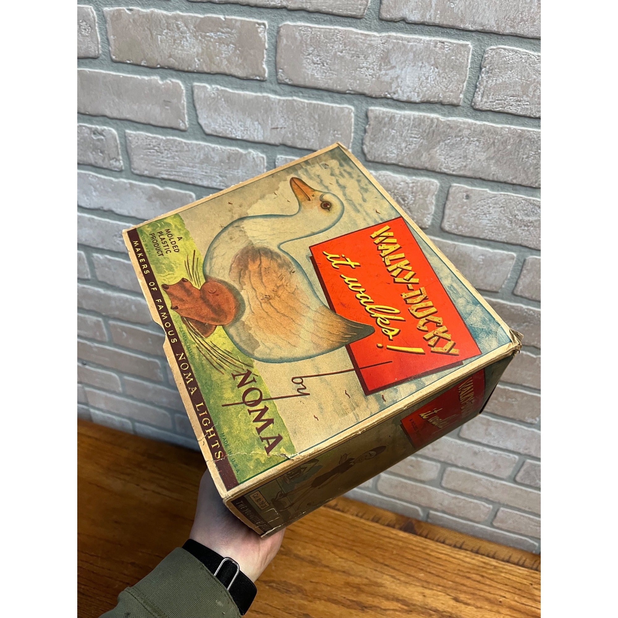 RARE Vintage 1940s Noma Walky Ducky Child's Pull Toy Composition - Original Box