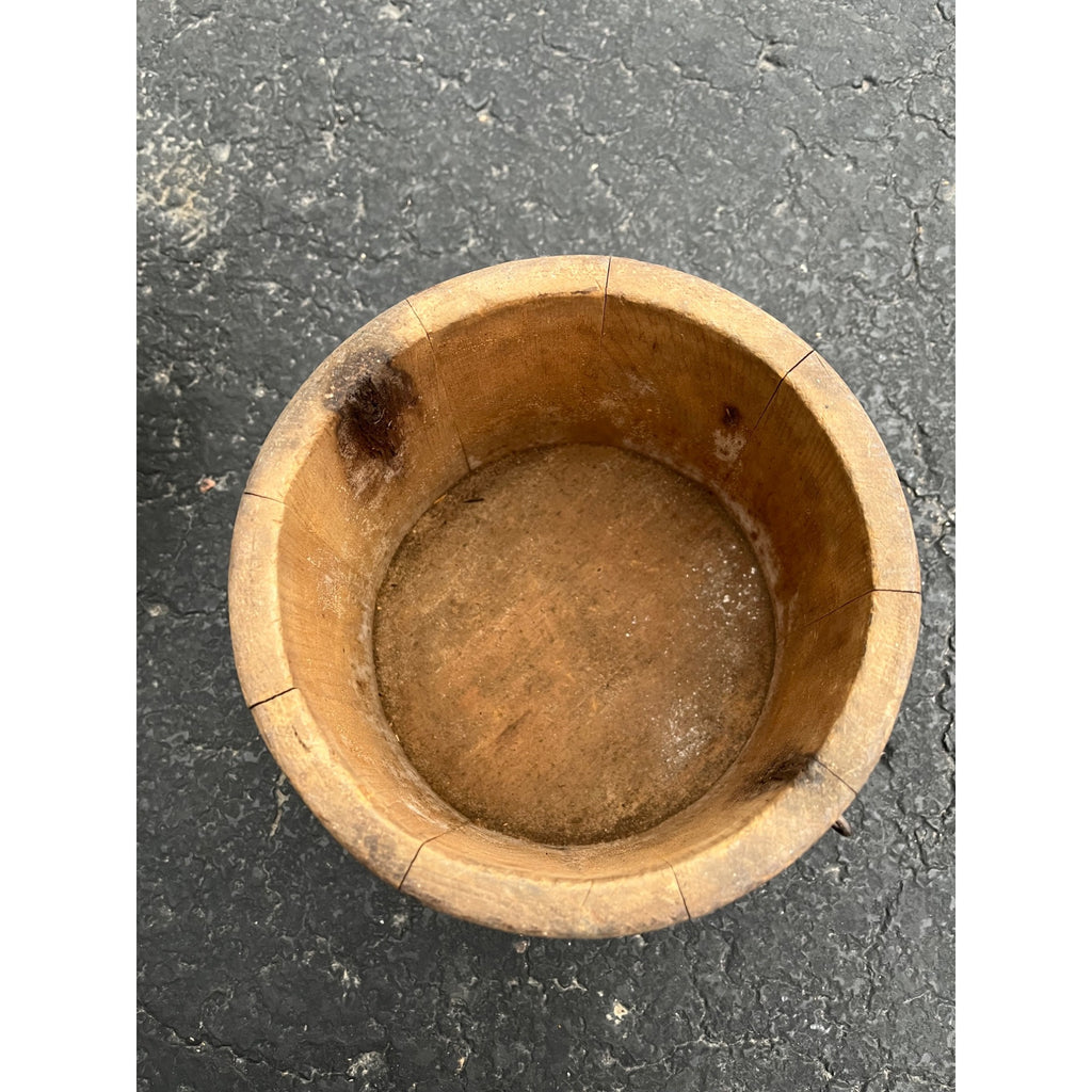 Antique Primitive 1800s Farmhouse Shaker Pail Bucket + Lid Green Original Paint