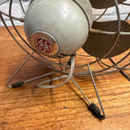 1950s GE General Electric Desktop Fan F11W21 Gray W/Red GE Emblem Works