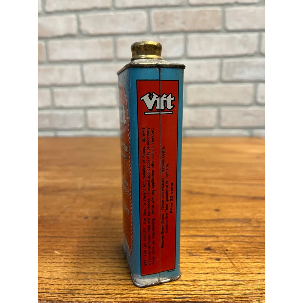 Vintage 1920s VIT Enamel Stove Cleaner Can Tin A-B Stove Co Battle Creek MI
