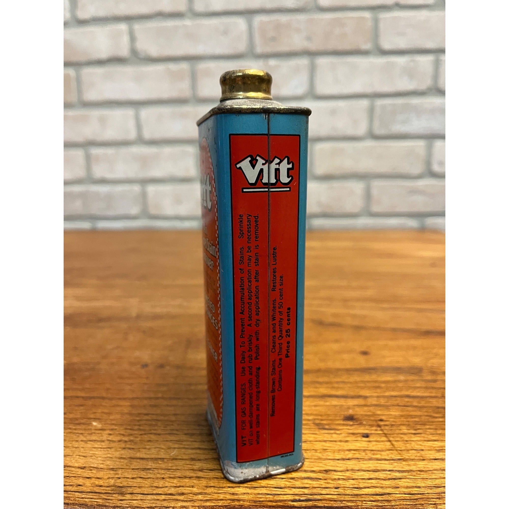 Vintage 1920s VIT Enamel Stove Cleaner Can Tin A-B Stove Co Battle Creek MI