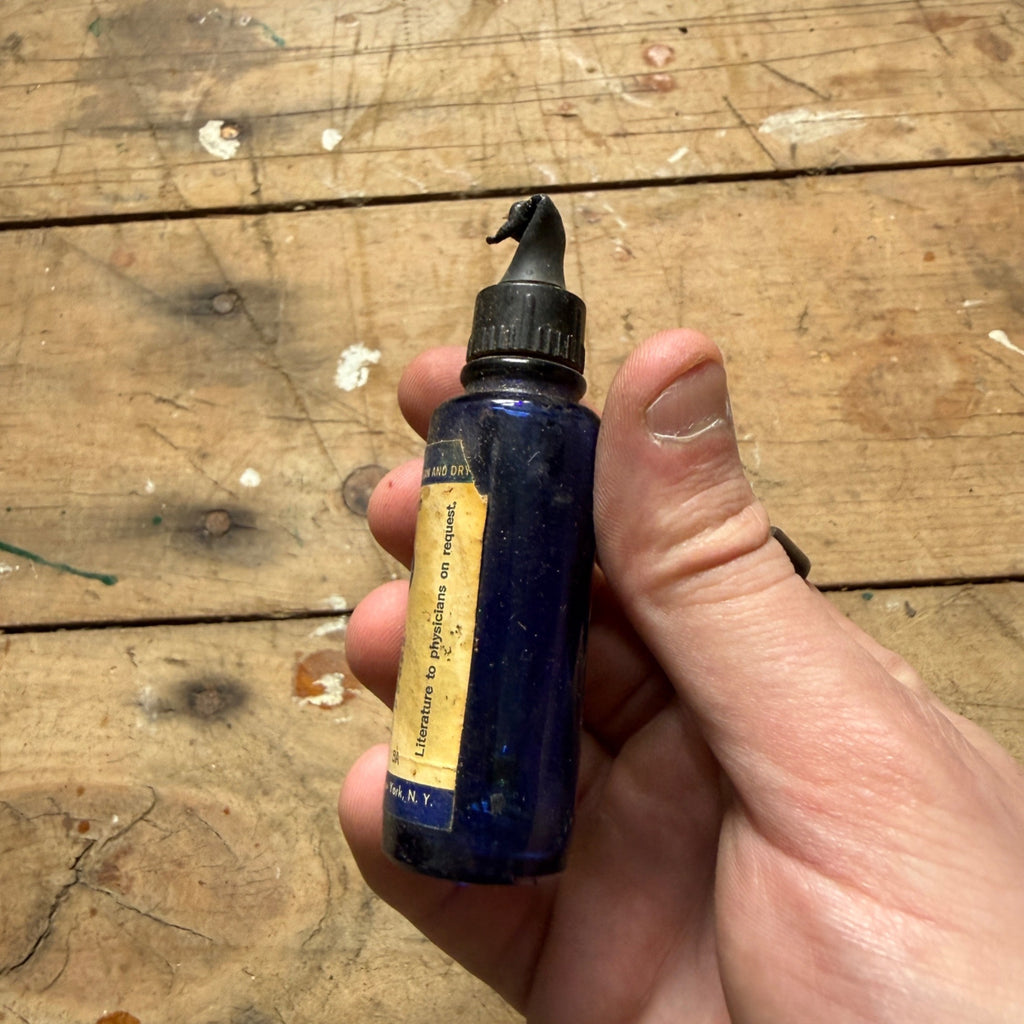 Vintage Auralgan Otic Solution Cobalt Blue Pharmacy Drug Store Bottle