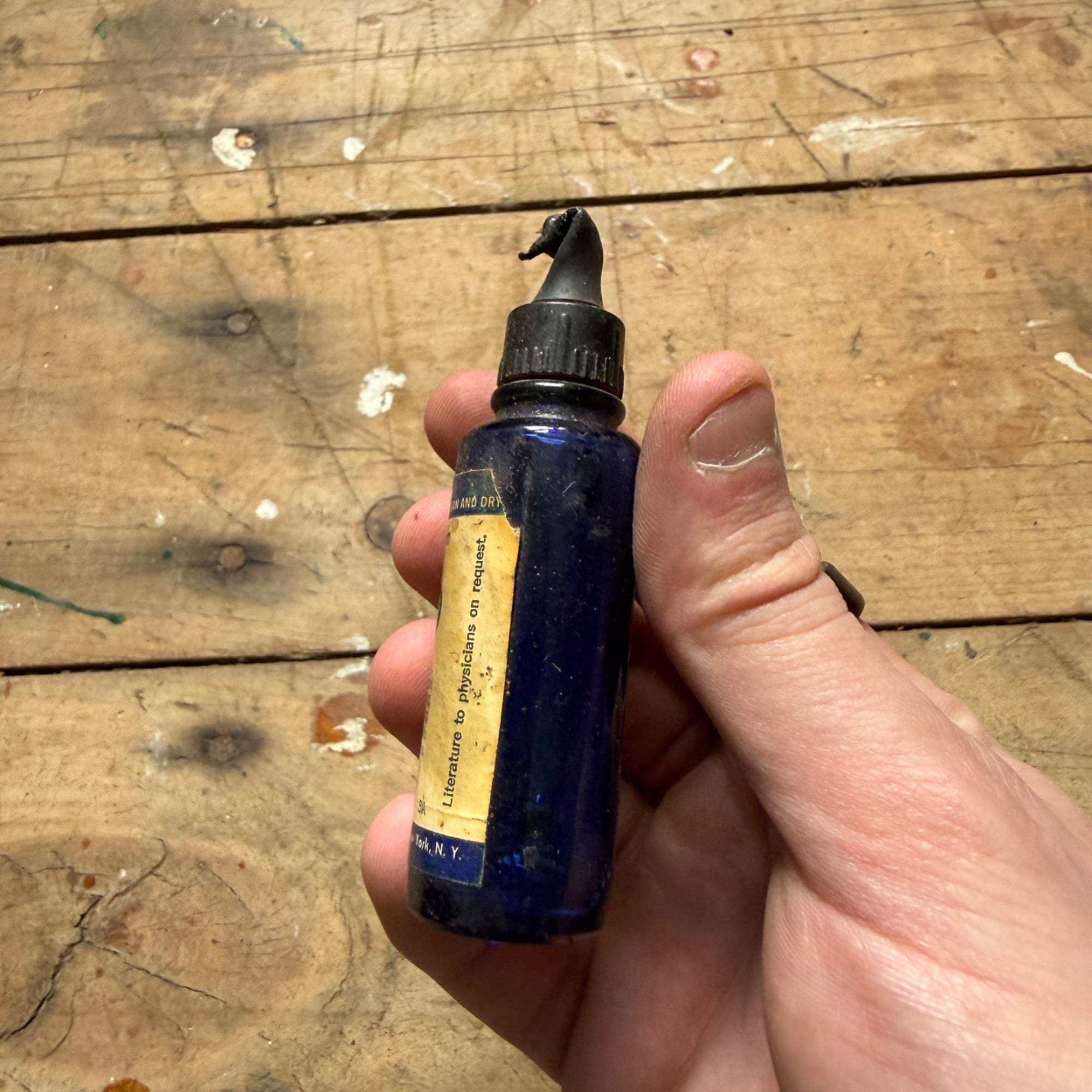 Vintage Auralgan Otic Solution Cobalt Blue Pharmacy Drug Store Bottle