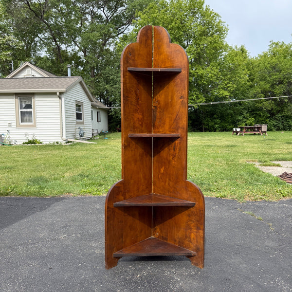 Vintage Pine Wooden 4-Tier Corner Pocket Shelf Plant Stand Warm-Finish Multi-Tier Rack