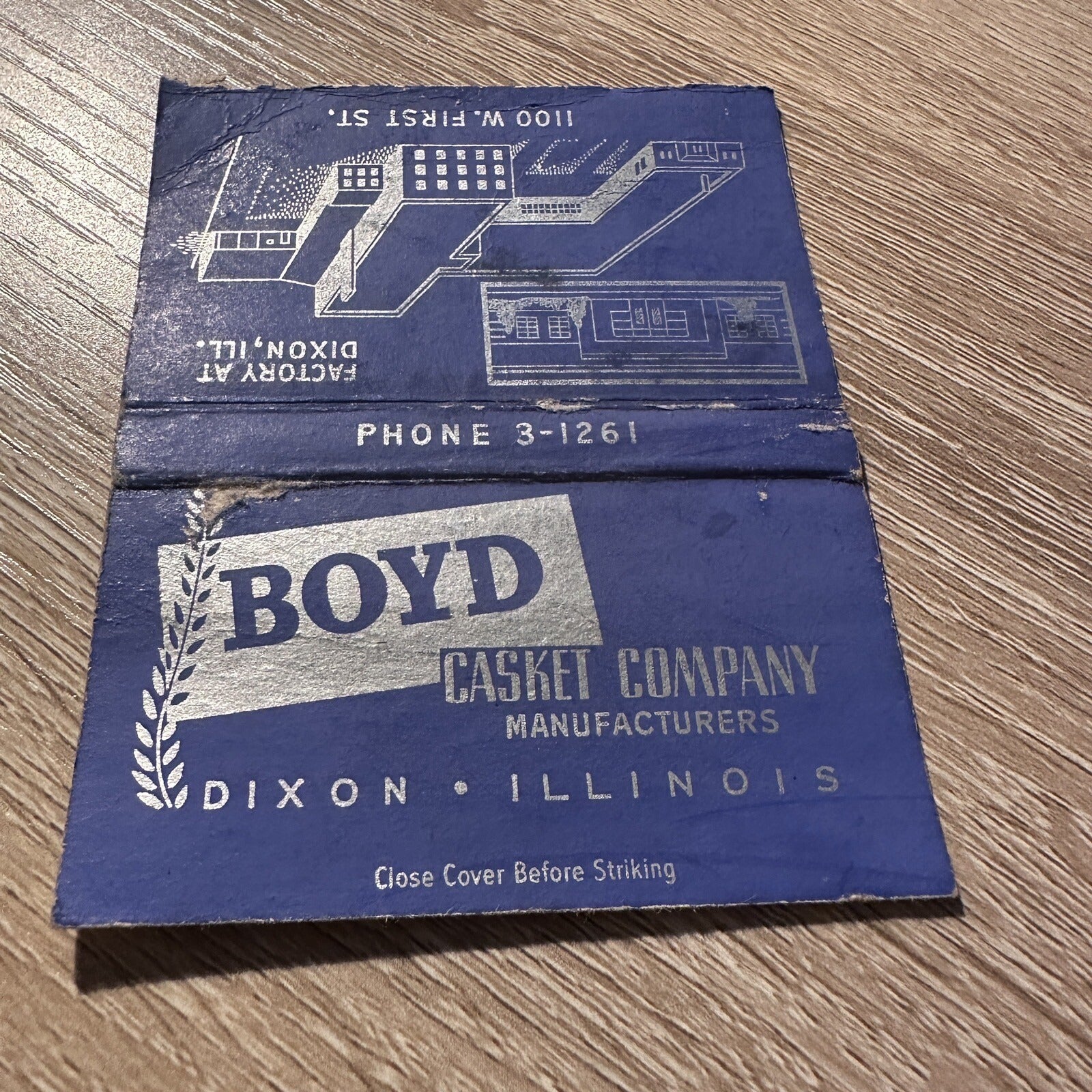 1940s Boyd Casket Company Dixon Illinois  Advertising Matchbook