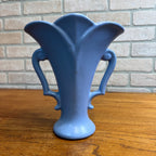 Vintage Rumrill Blue Art Pottery Vase Art Deco Double Handled Flower Vase