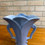 Vintage Rumrill Blue Art Pottery Vase Art Deco Double Handled Flower Vase