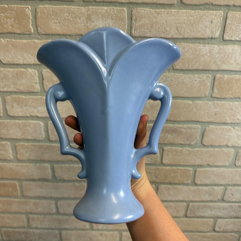 Vintage Rumrill Blue Art Pottery Vase Art Deco Double Handled Flower Vase