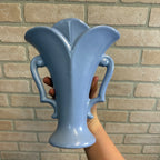 Vintage Rumrill Blue Art Pottery Vase Art Deco Double Handled Flower Vase
