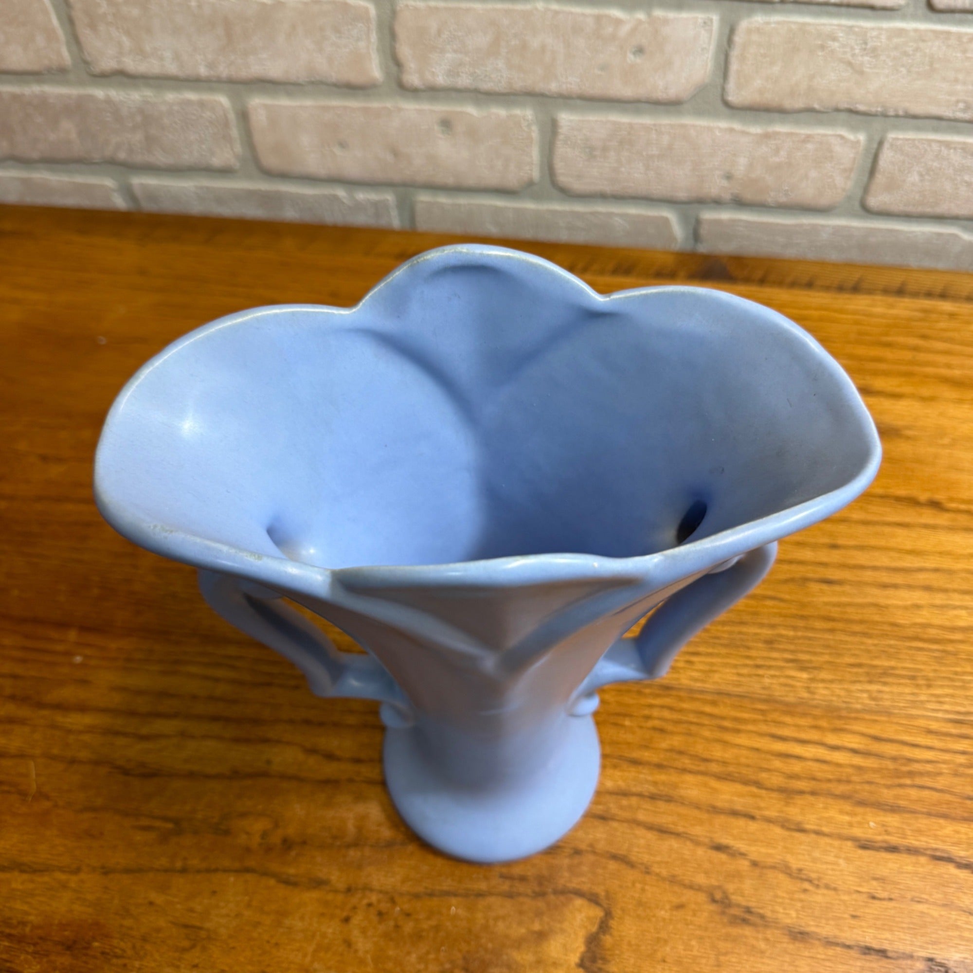 Vintage Rumrill Blue Art Pottery Vase Art Deco Double Handled Flower Vase