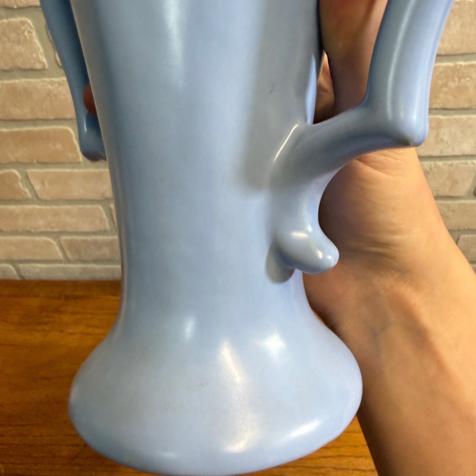 Vintage Rumrill Blue Art Pottery Vase Art Deco Double Handled Flower Vase