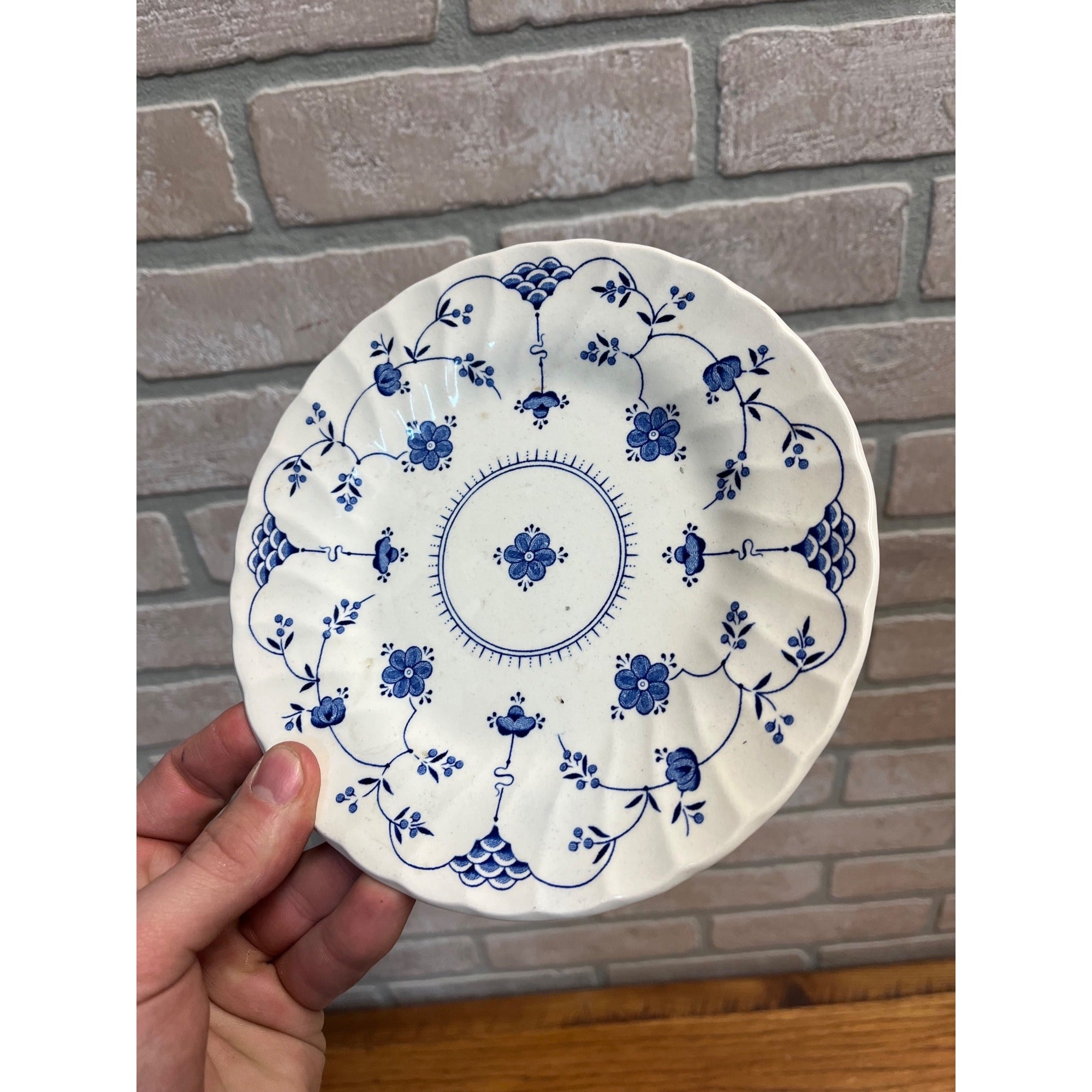 (3) Vintage Myott Finlandia 7" Bread Plates Staffordshire Ware Blue White Meakin