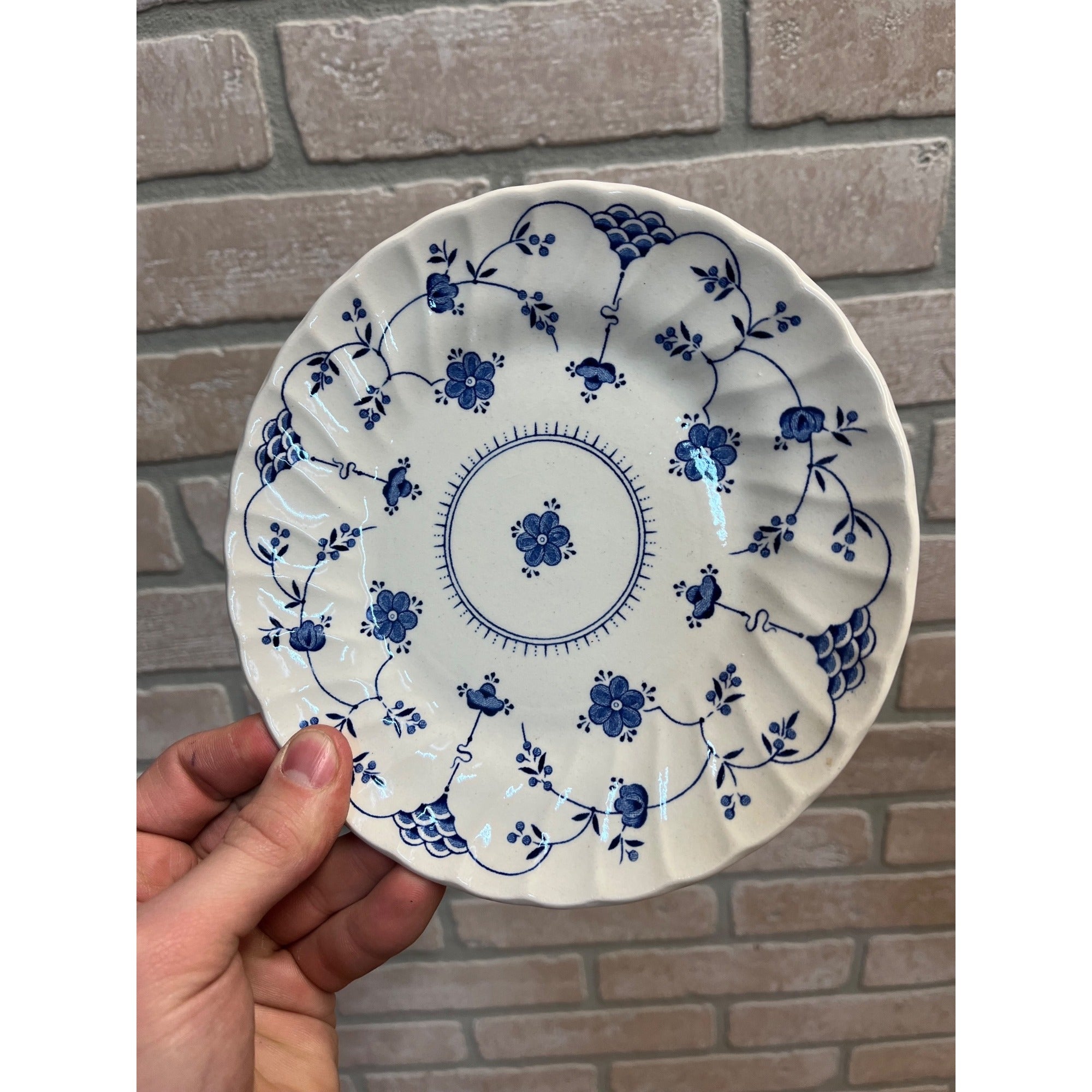 (3) Vintage Myott Finlandia 7" Bread Plates Staffordshire Ware Blue White Meakin