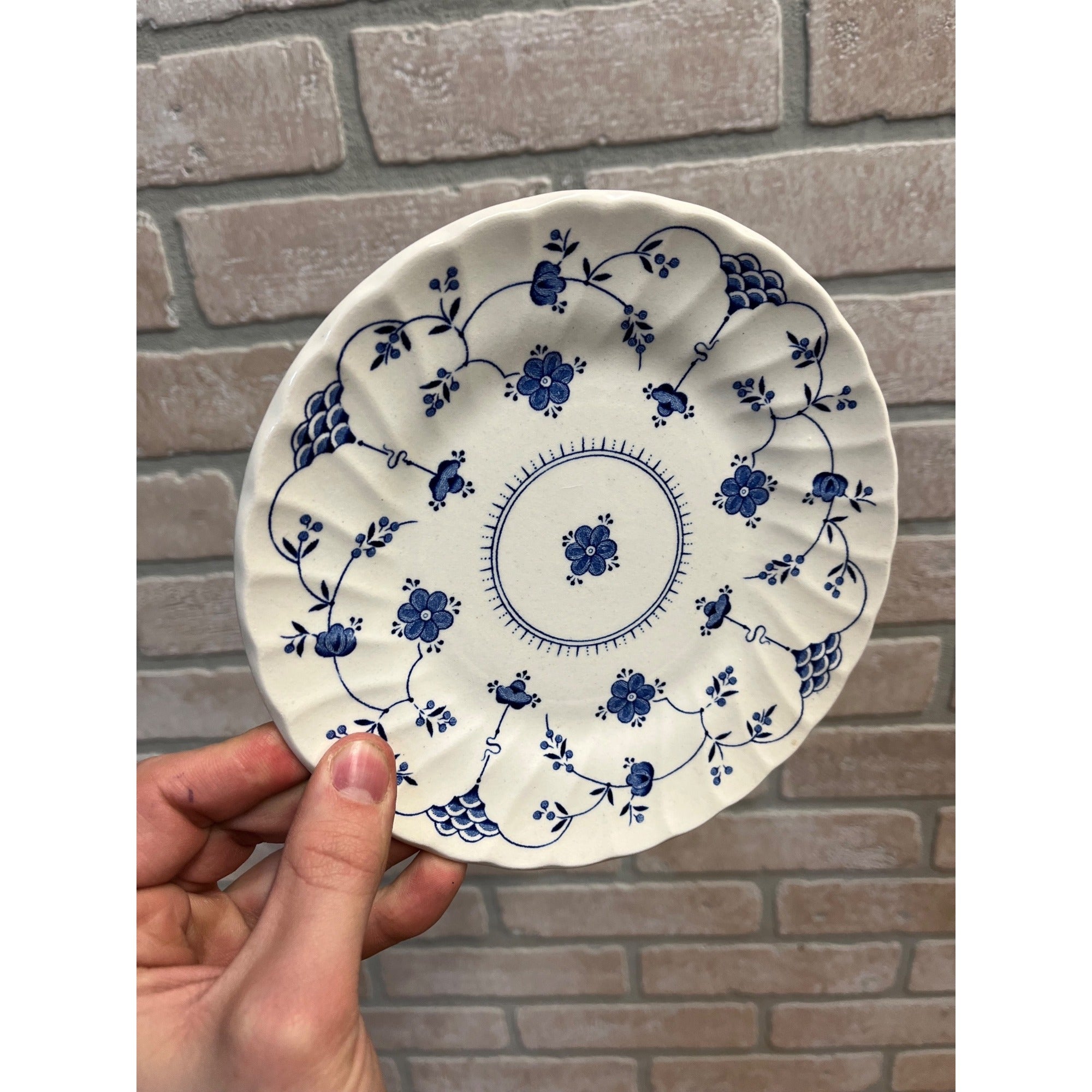 (3) Vintage Myott Finlandia 7" Bread Plates Staffordshire Ware Blue White Meakin