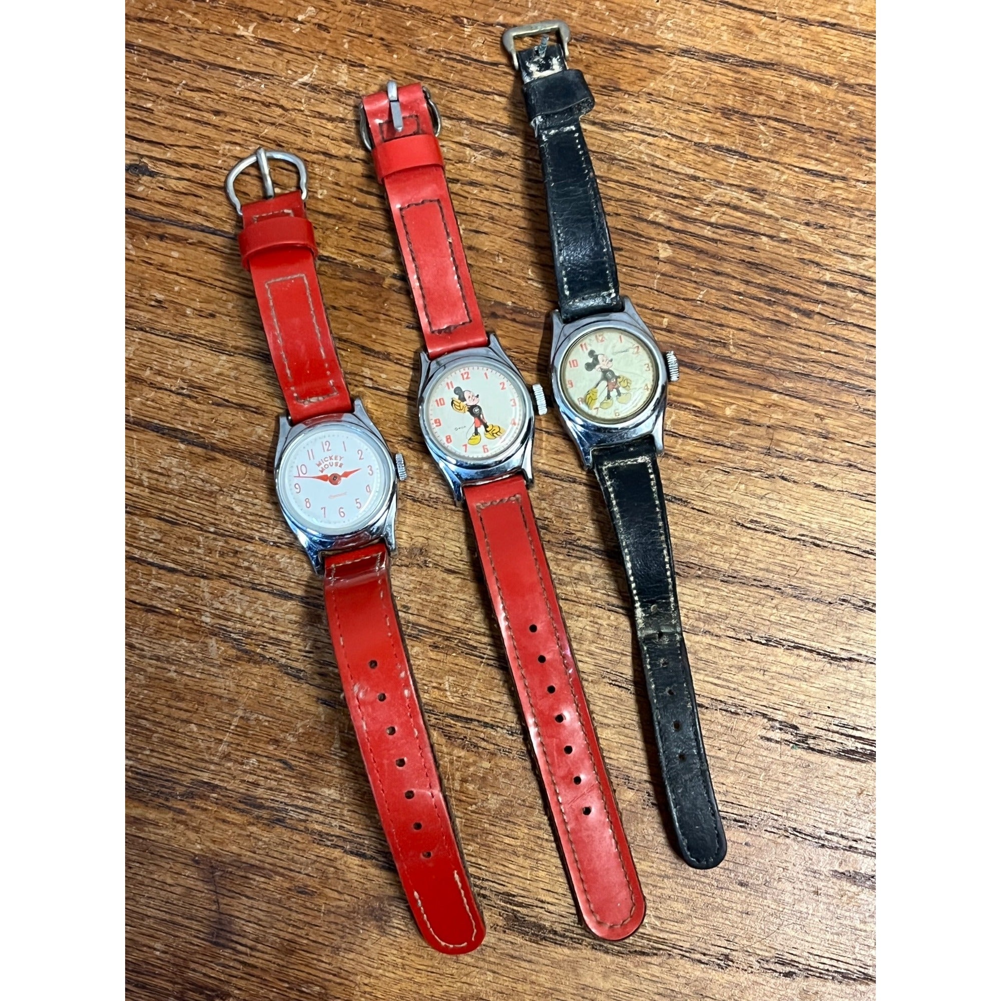 Vintage 1960s-70s Mickey Mouse Ingersoll Wristwatches Parts/Repair Lot 3 Watches