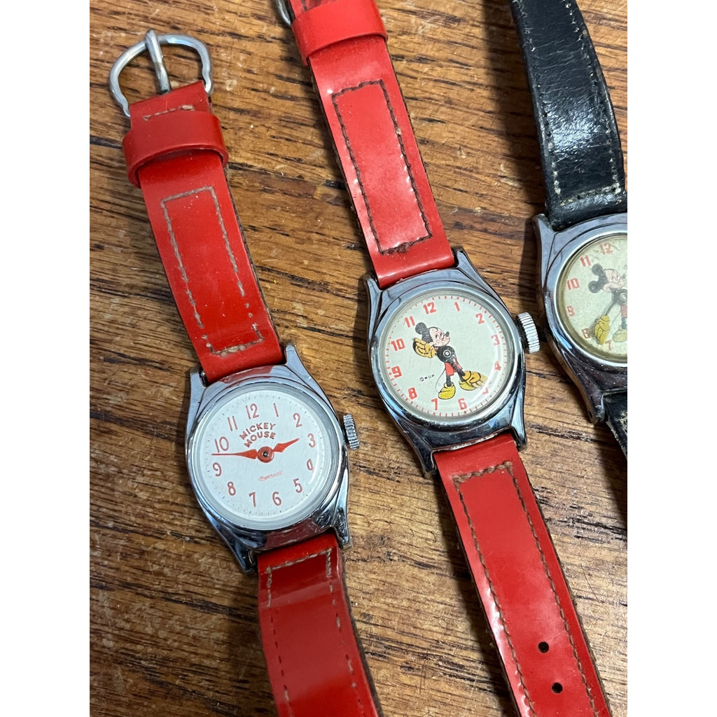 Vintage 1960s-70s Mickey Mouse Ingersoll Wristwatches Parts/Repair Lot 3 Watches