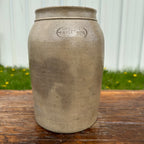 Antique W. Gallasch Mustard Jar Milwaukee Stoneware Hermann Crock Advertising