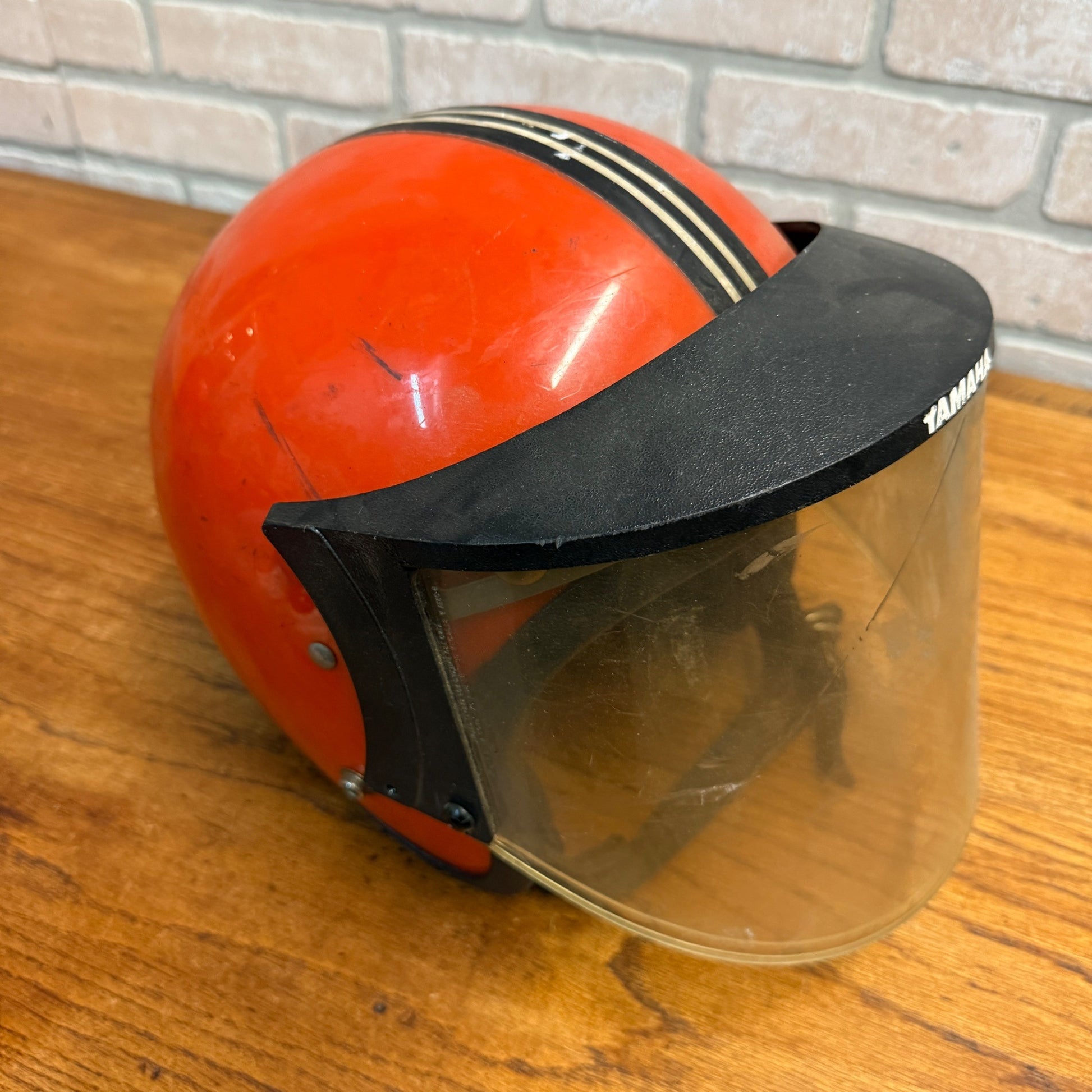 Vintage Coleman 1960's Orange Black Stripe Snowmobile Motorcycle Helmet LSI-4150