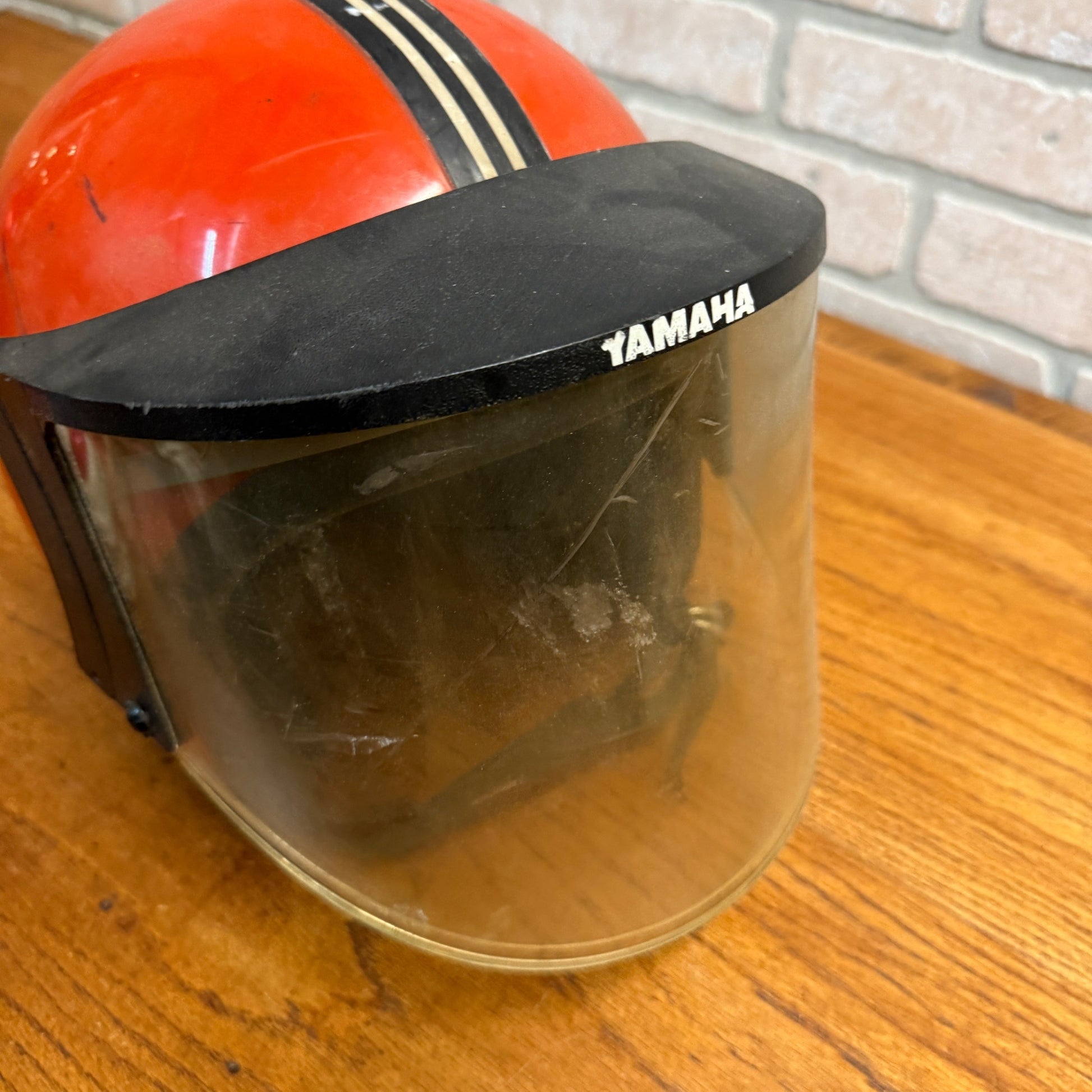 Vintage Coleman 1960's Orange Black Stripe Snowmobile Motorcycle Helmet LSI-4150