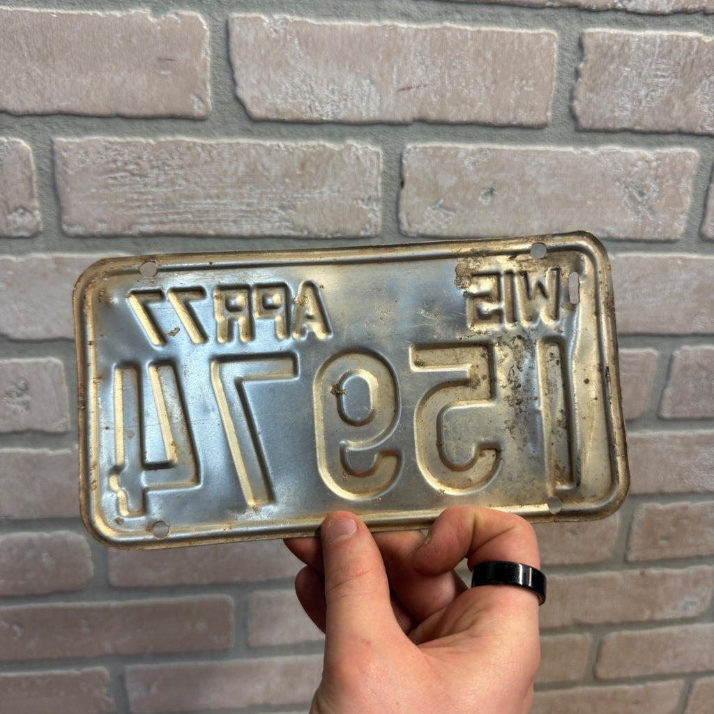 Vintage 1970s Wisconsin Motorcycle License Plate 1977 Yellow