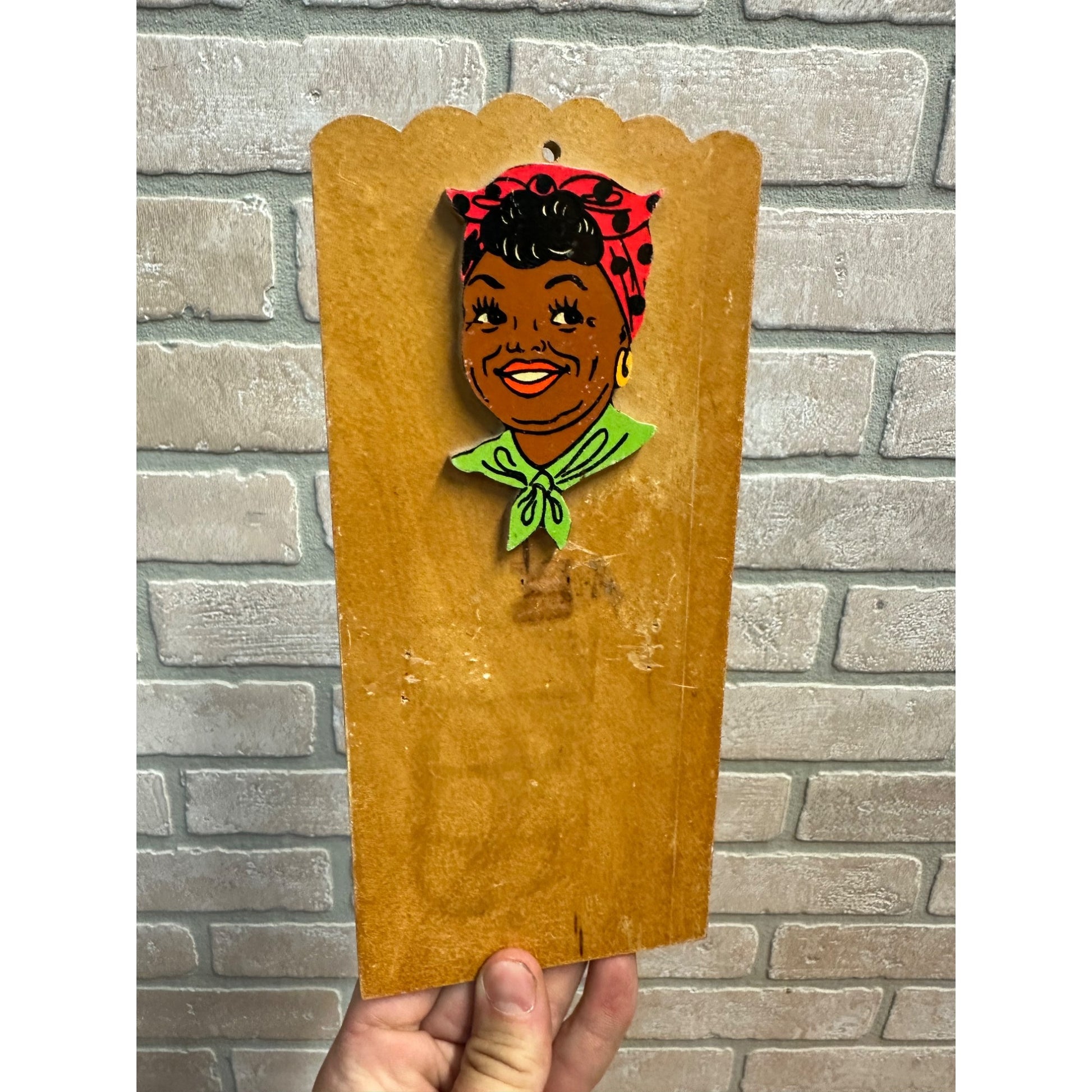 Vintage Black Americana Mammy Memo Notepad Plaque Wooden Wall Decor