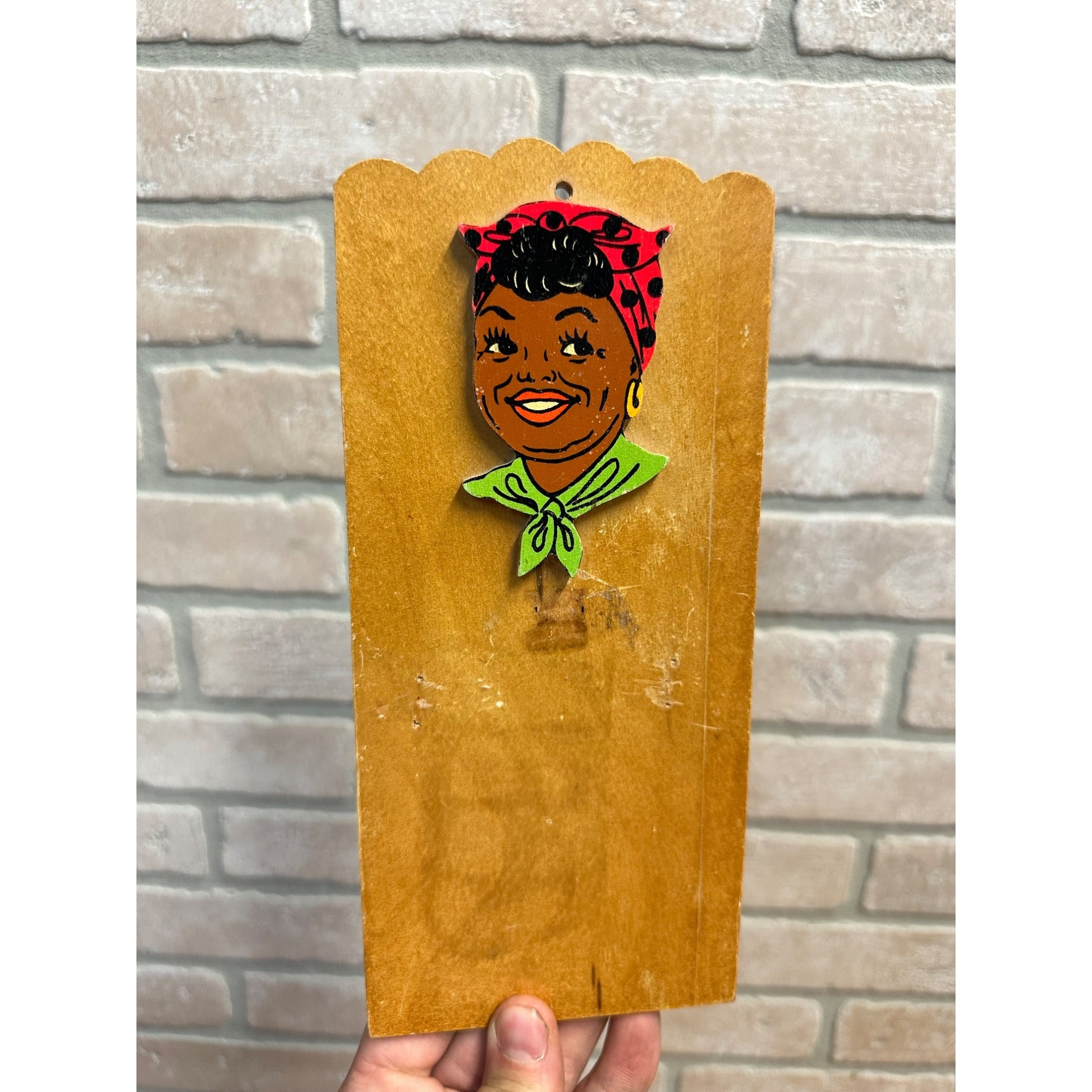 Vintage Black Americana Mammy Memo Notepad Plaque Wooden Wall Decor