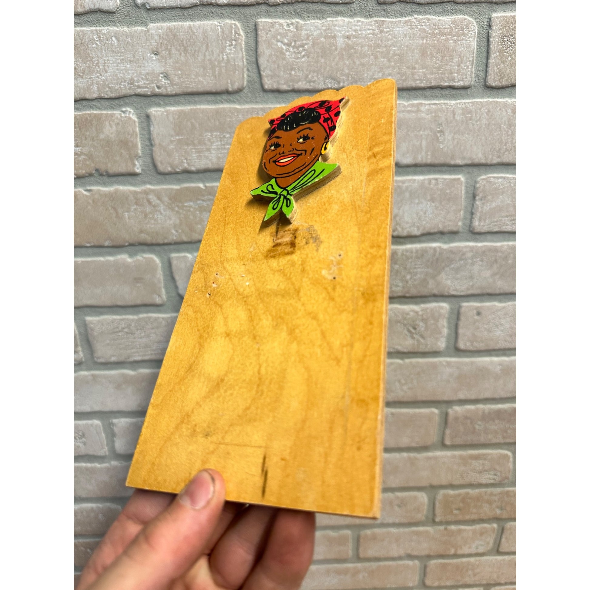 Vintage Black Americana Mammy Memo Notepad Plaque Wooden Wall Decor