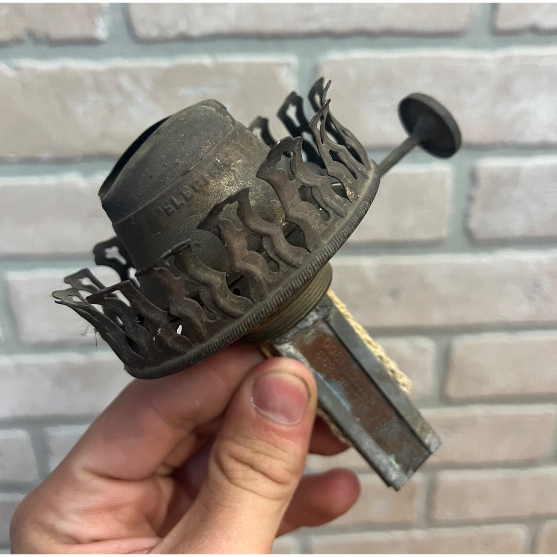 Antique PATENT Feb 16 1899 Marked "ELECTRIC" Oil lamp Lantern burner
