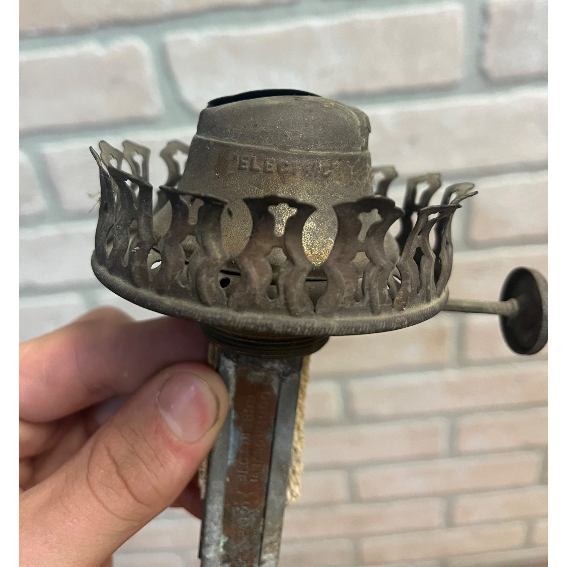 Antique PATENT Feb 16 1899 Marked "ELECTRIC" Oil lamp Lantern burner