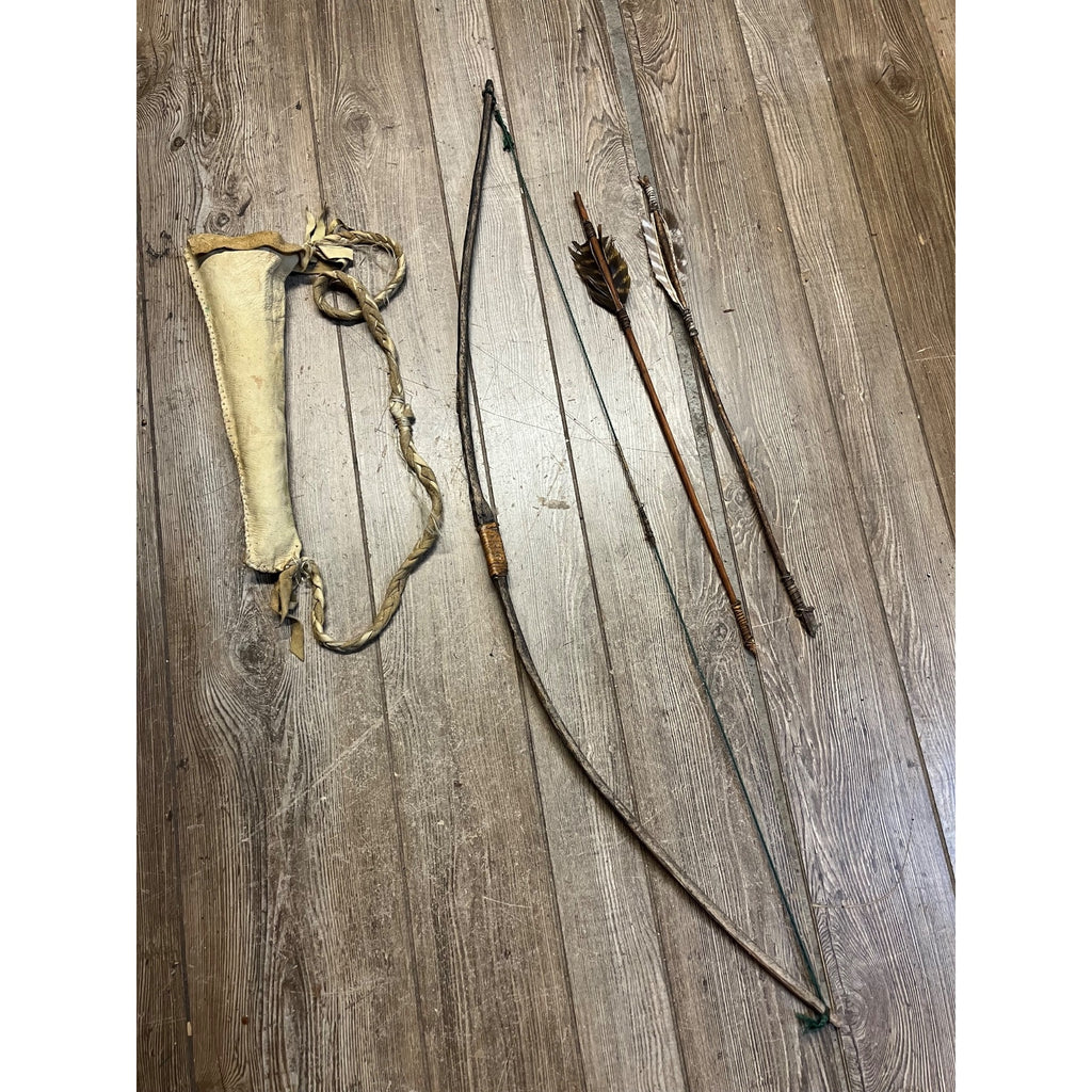 Vintage Native American Style Bow Arrow Set Quiver Handmade Reservation Trade