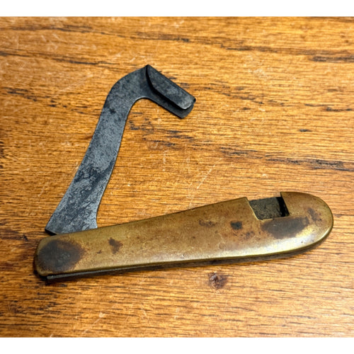 Vintage Hammer Brand Timber Scribe Race Knife Brass Handle Goldine Logging Tool