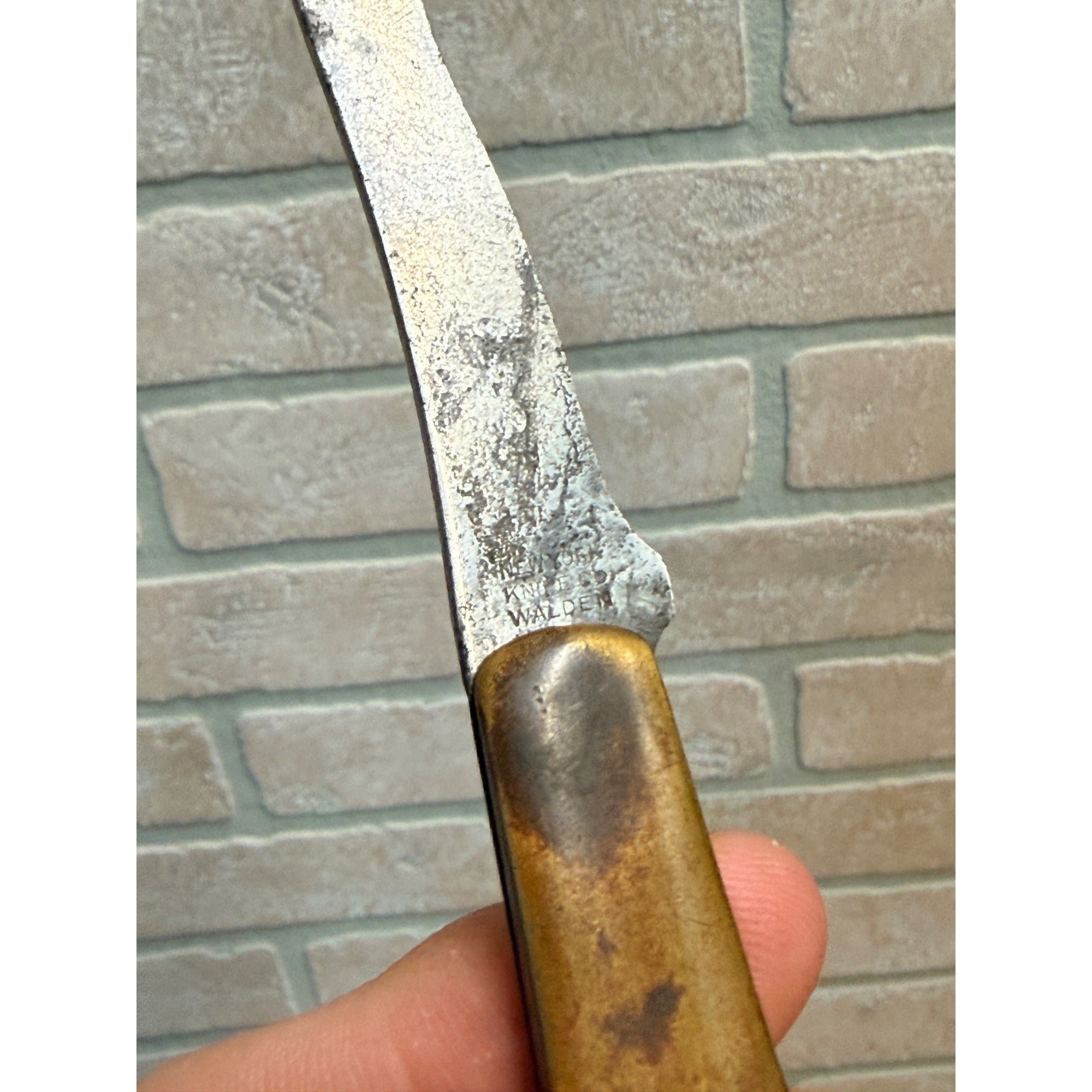 Vintage Hammer Brand Timber Scribe Race Knife Brass Handle Goldine Logging Tool