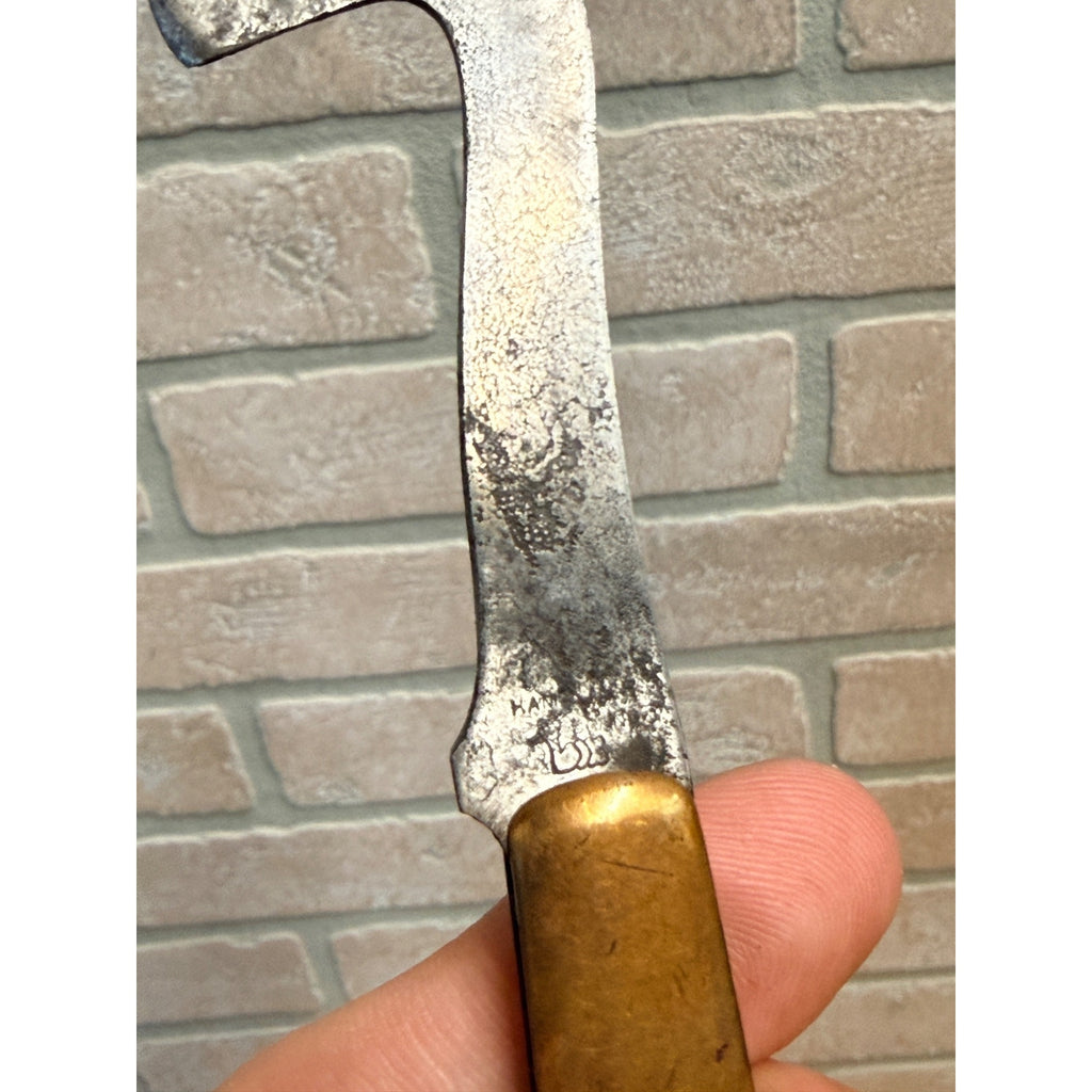 Vintage Hammer Brand Timber Scribe Race Knife Brass Handle Goldine Logging Tool