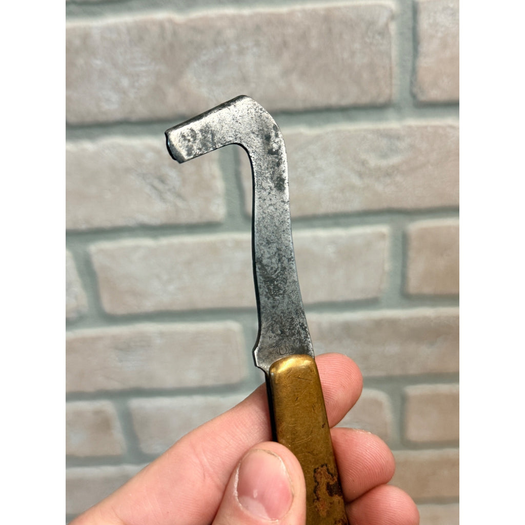 Vintage Hammer Brand Timber Scribe Race Knife Brass Handle Goldine Logging Tool