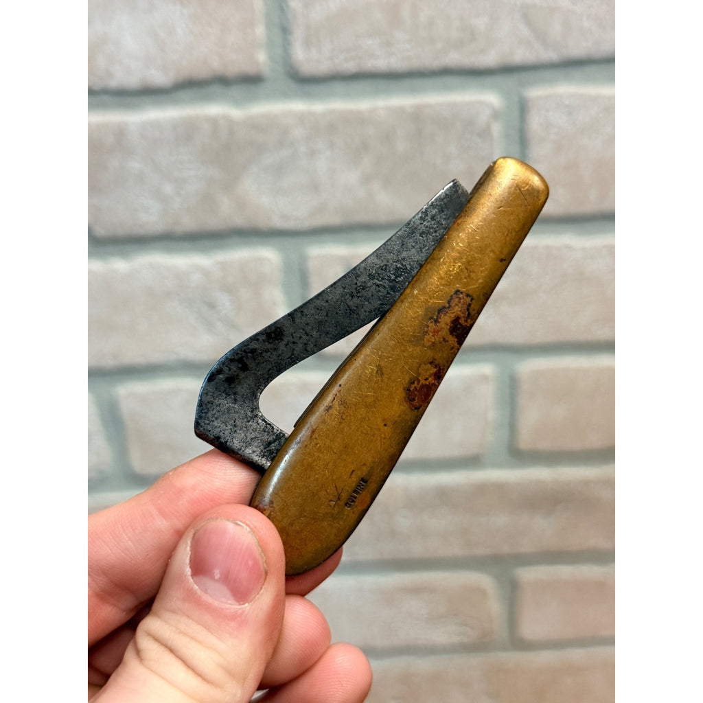 Vintage Hammer Brand Timber Scribe Race Knife Brass Handle Goldine Logging Tool