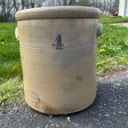Antique 4 Gallon L.M. Pierron Milwaukee Wisconsin Stoneware Crock Salt Glaze
