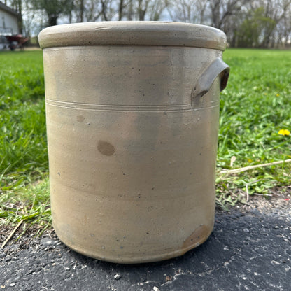 Antique 4 Gallon L.M. Pierron Milwaukee Wisconsin Stoneware Crock Salt Glaze