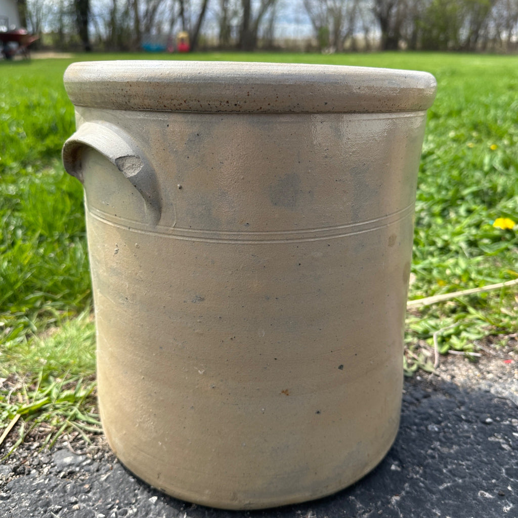 Antique 4 Gallon L.M. Pierron Milwaukee Wisconsin Stoneware Crock Salt Glaze